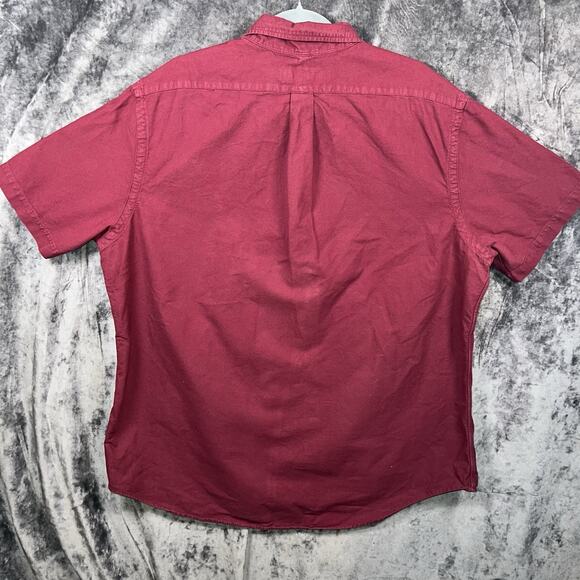 Ralph Lauren Red Short Sleeve Button Down Shirt Navy Blue XL Blue Pony Logo - Picture 5 of 7